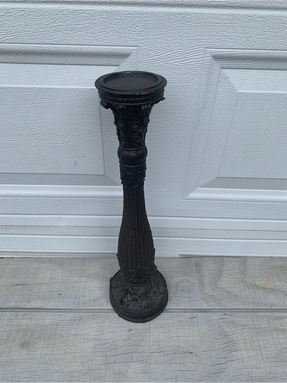 Fitz & Floyd Regency Black Resin Pillar Candle Holder Pedestal Plant Stand 21”